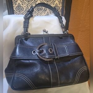 Vintage Coach Black Leather Handbag